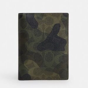 Coach signature camouflage logo passport cover with pockets